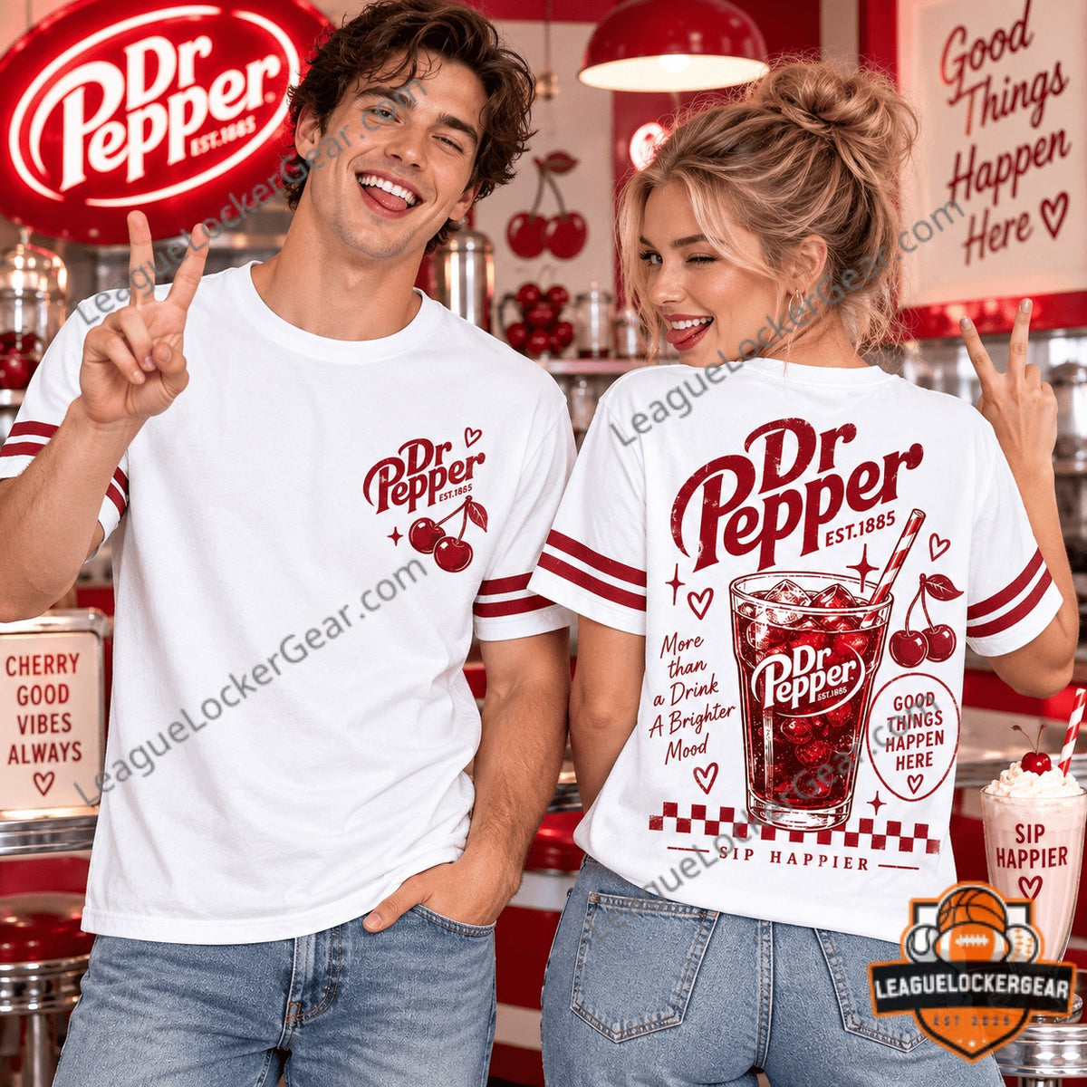 Dr Pepper Sip Happier Retro Diner 3D T-Shirt