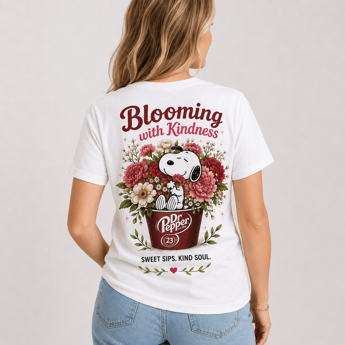 Dr Pepper Snoopy Bloom with Kindness Floral T-Shirt