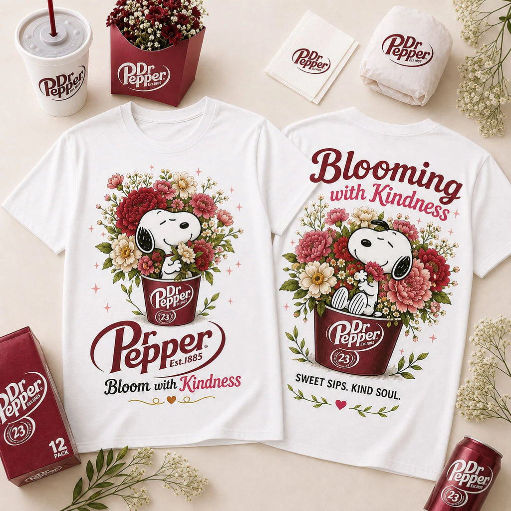 Dr Pepper Snoopy Bloom with Kindness Floral T-Shirt