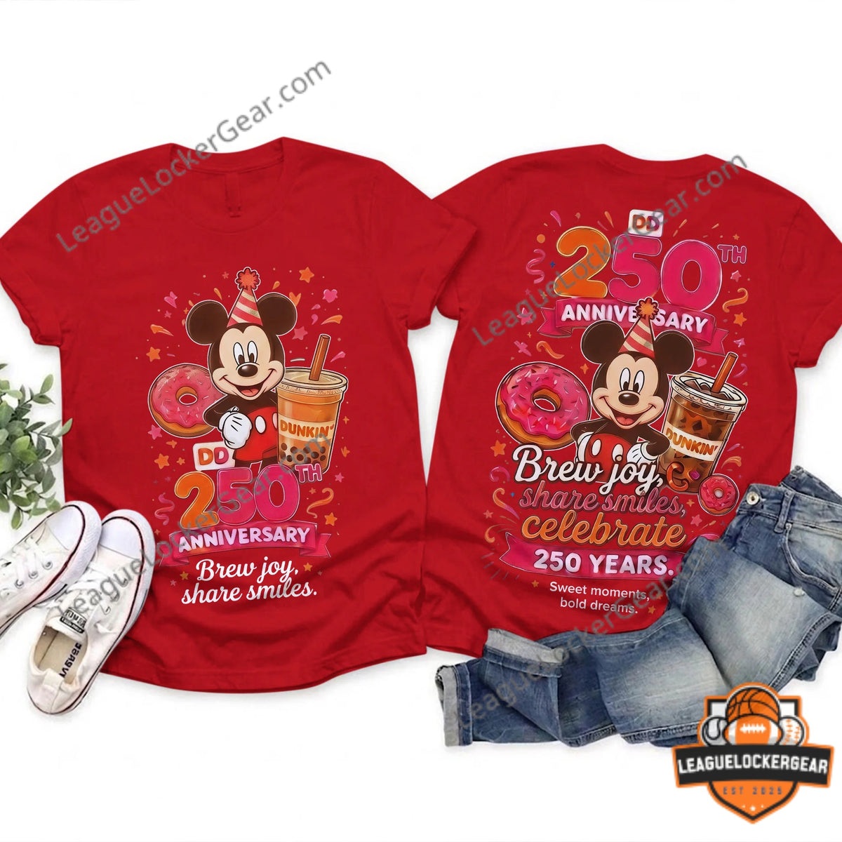 Dunkin' Mickey Mouse 250th Anniversary T-Shirt - LeagueLockerGear