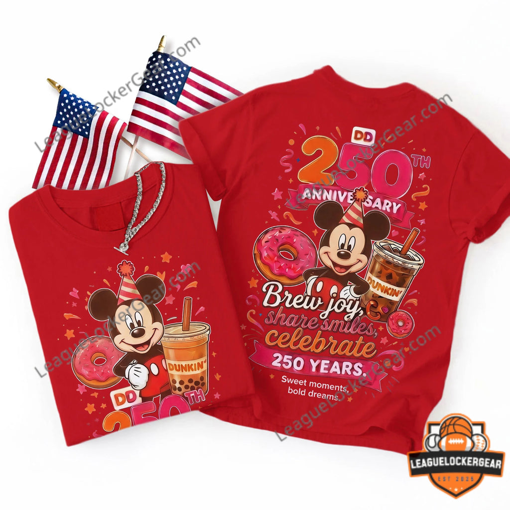 Dunkin' Mickey Mouse 250th Anniversary T-Shirt - LeagueLockerGear