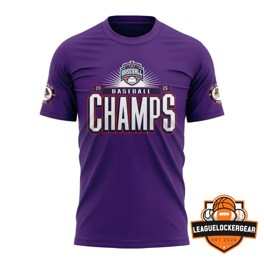 East Carolina Pirates Baseball Championship Champs 2026 T-Shirt - LeagueLockerGear
