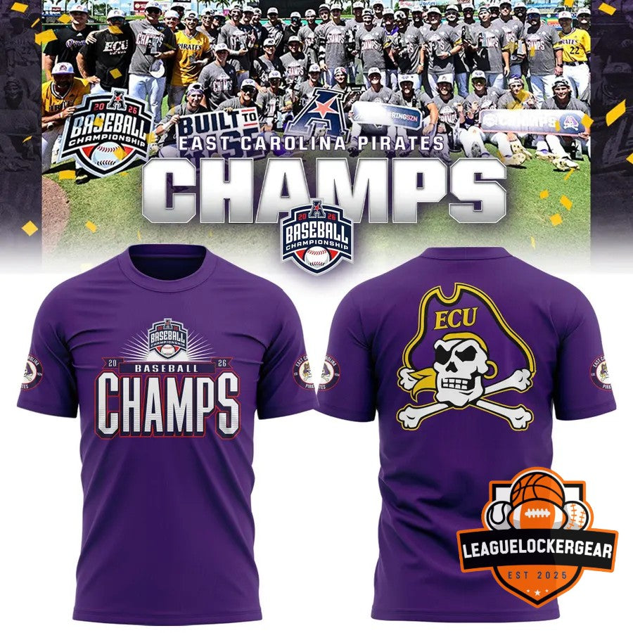 East Carolina Pirates Baseball Championship Champs 2026 T-Shirt - LeagueLockerGear