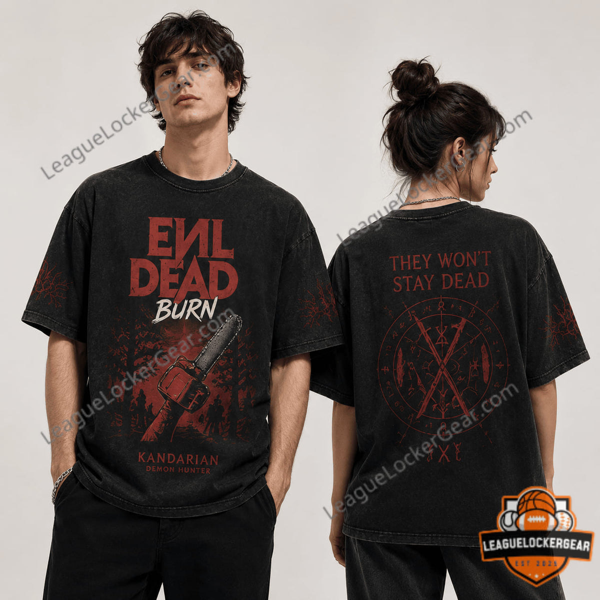 Evil Dead Kandarian Demon Hunter They Won't Stay Dead T-Shirt - LeagueLockerGear