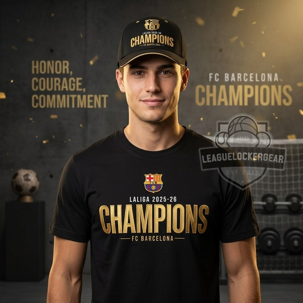 FC Barcelona LALIGA 2025-26 CHAMPIONS T-Shirt - LeagueLockerGear