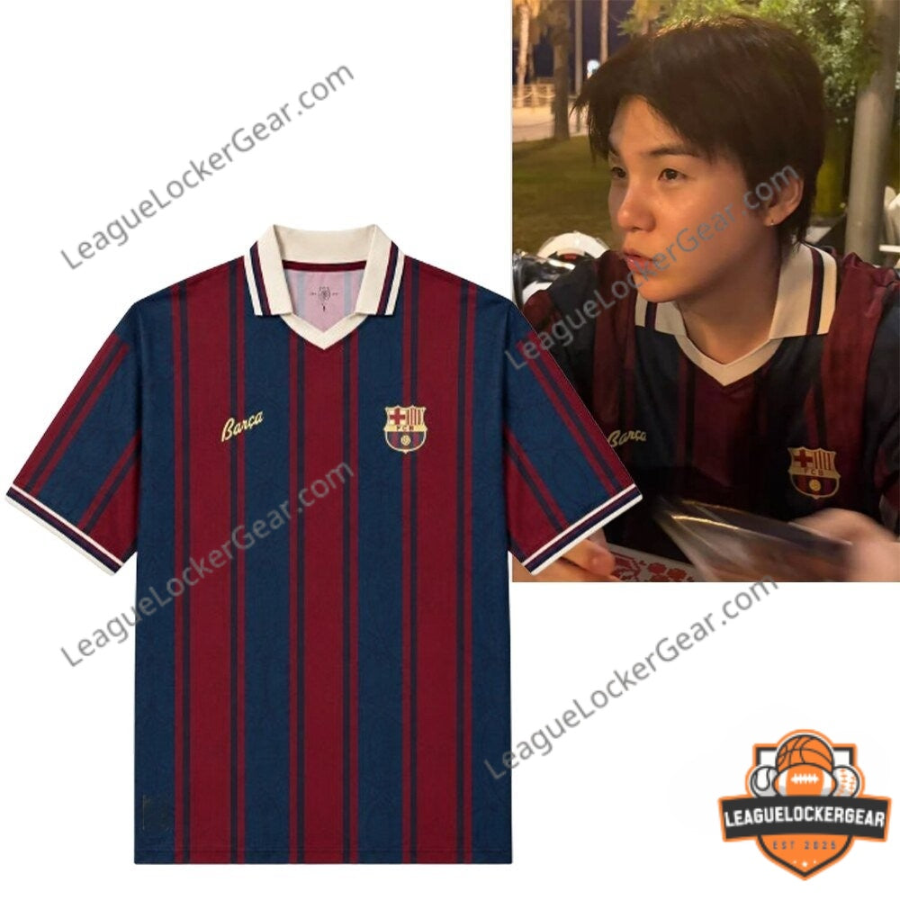 BTS Suga FC Barcelona Special Edition Soccer Jersey - LeagueLockerGear