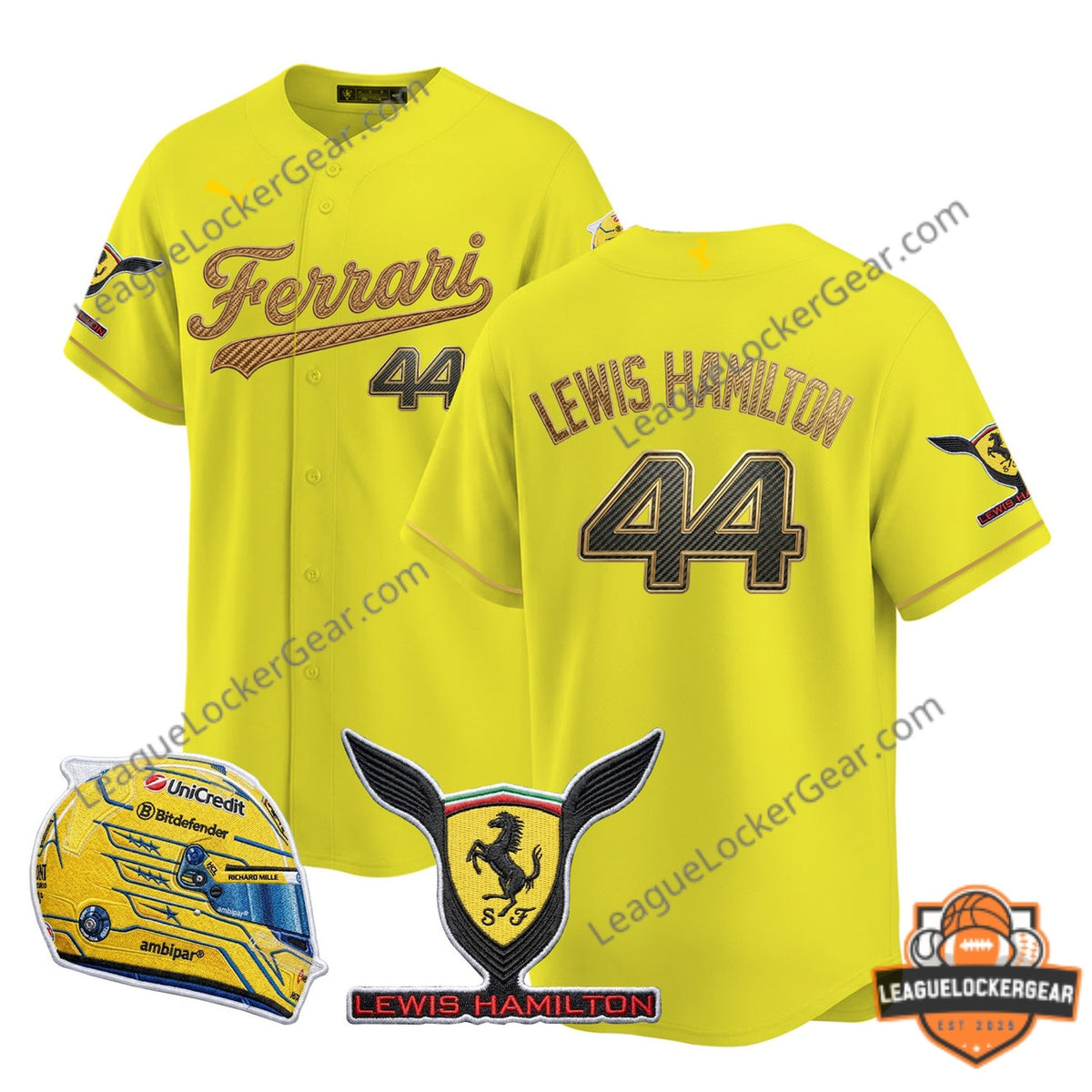 Ferrari Lewis Hamilton 44 Baseball Jersey - LeagueLockerGear