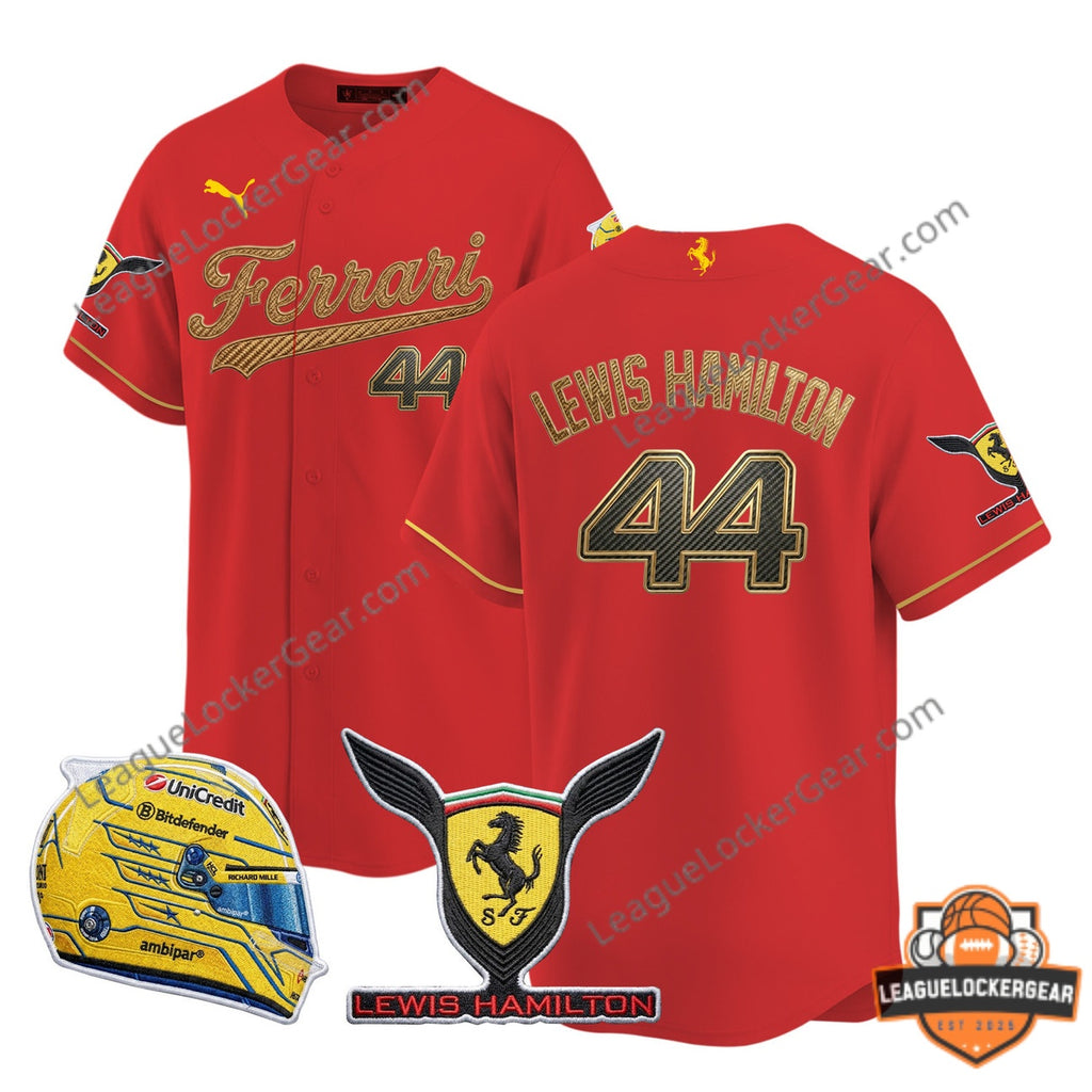 Ferrari Lewis Hamilton 44 Baseball Jersey - LeagueLockerGear