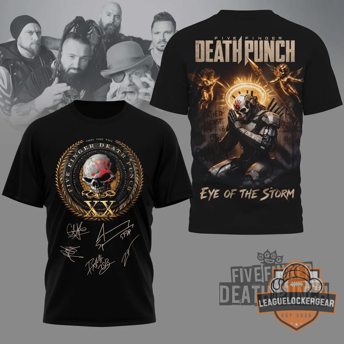 Five Finger Death Punch 20th Anniversary Eye of the Storm T-Shirt - LeagueLockerGear