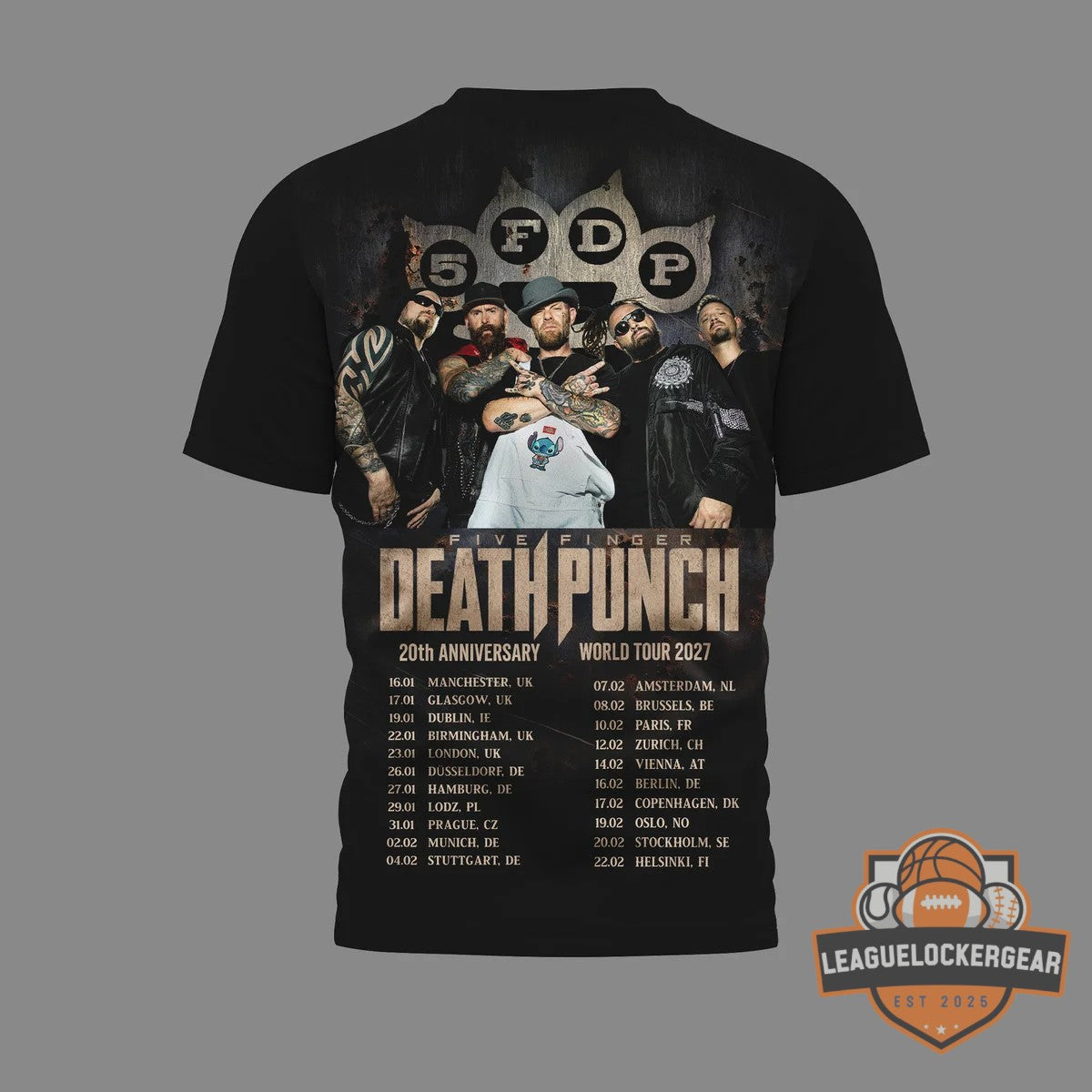 Five Finger Death Punch 20th Anniversary World Tour 2027 Signed T-Shirt - LeagueLockerGear