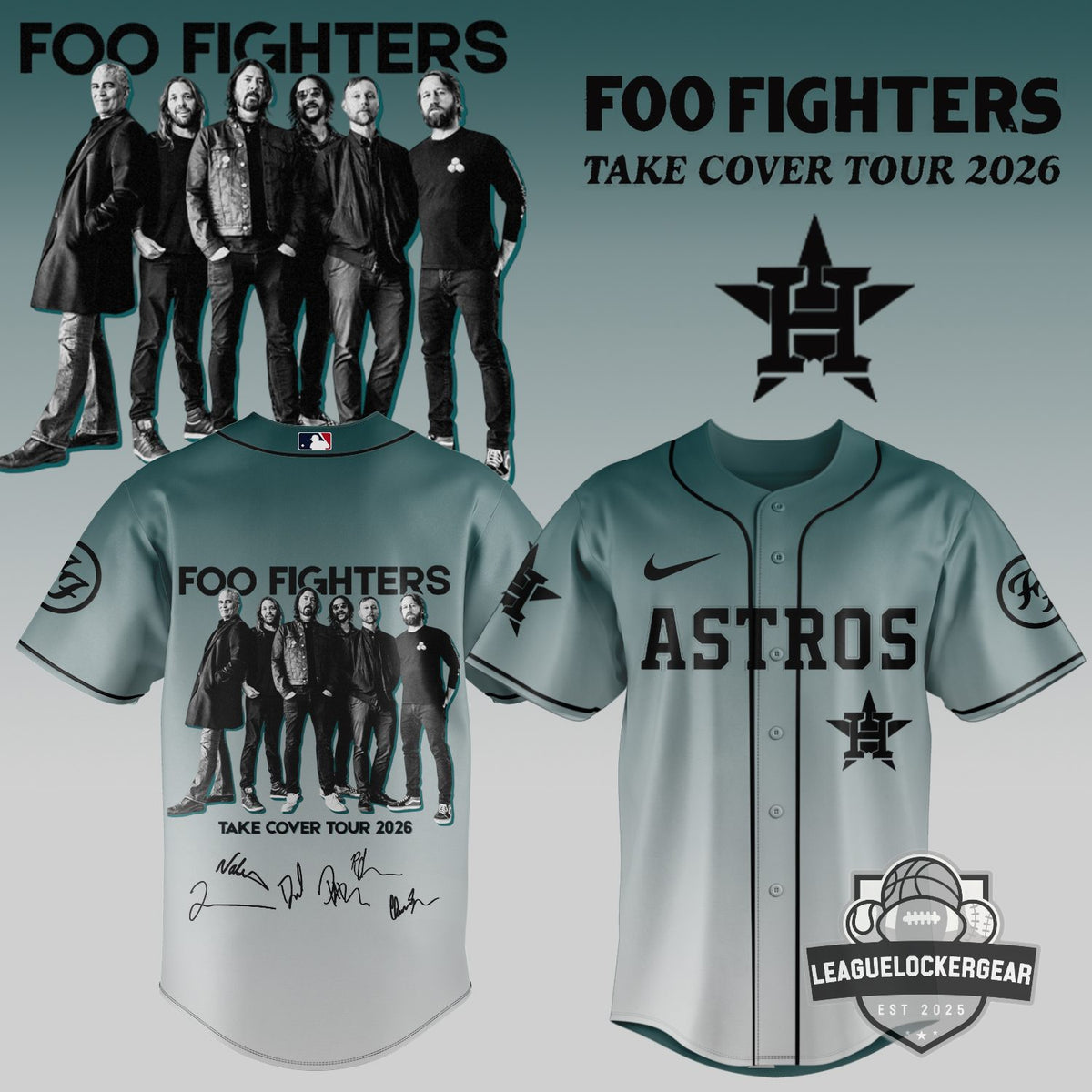 All Team MLB Foo Fighters Take Cover Tour 2026 Baseball Jersey - LeagueLockerGear