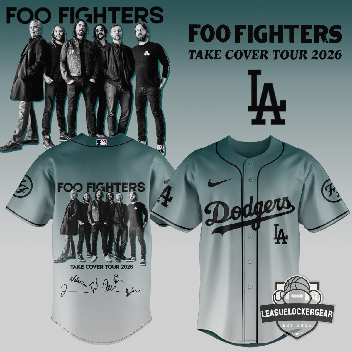 All Team MLB Foo Fighters Take Cover Tour 2026 Baseball Jersey - LeagueLockerGear