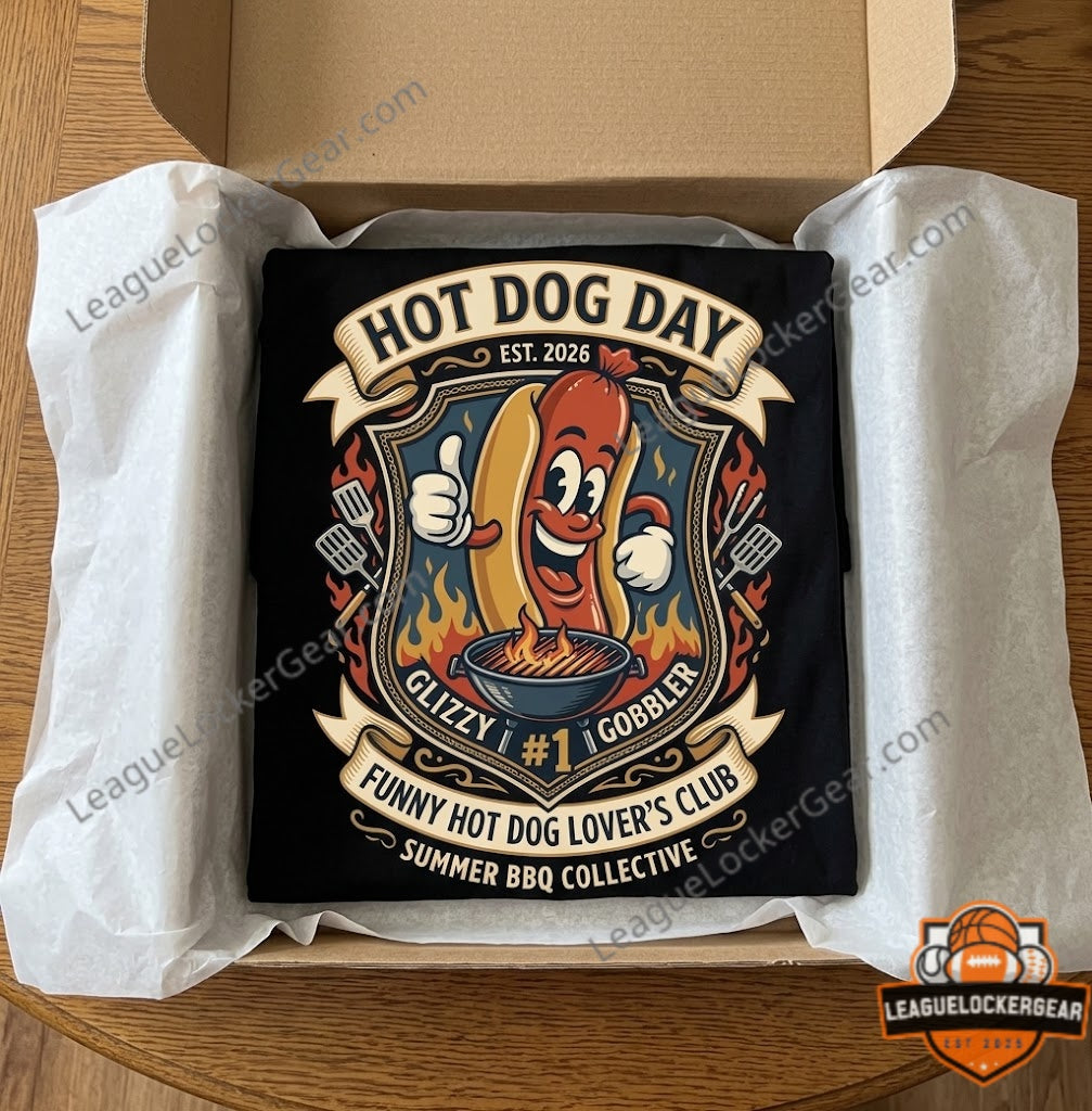 Funny Hot Dog Lover's Club Hot Dog Day 2026 Glizzy Gobbler T-Shirt - LeagueLockerGear