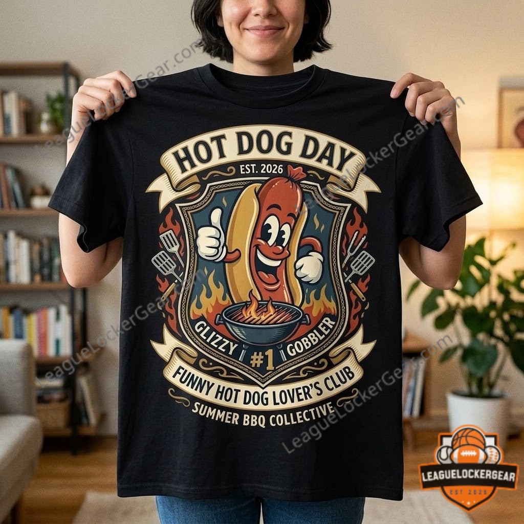 Funny Hot Dog Lover's Club Hot Dog Day 2026 Glizzy Gobbler T-Shirt - LeagueLockerGear