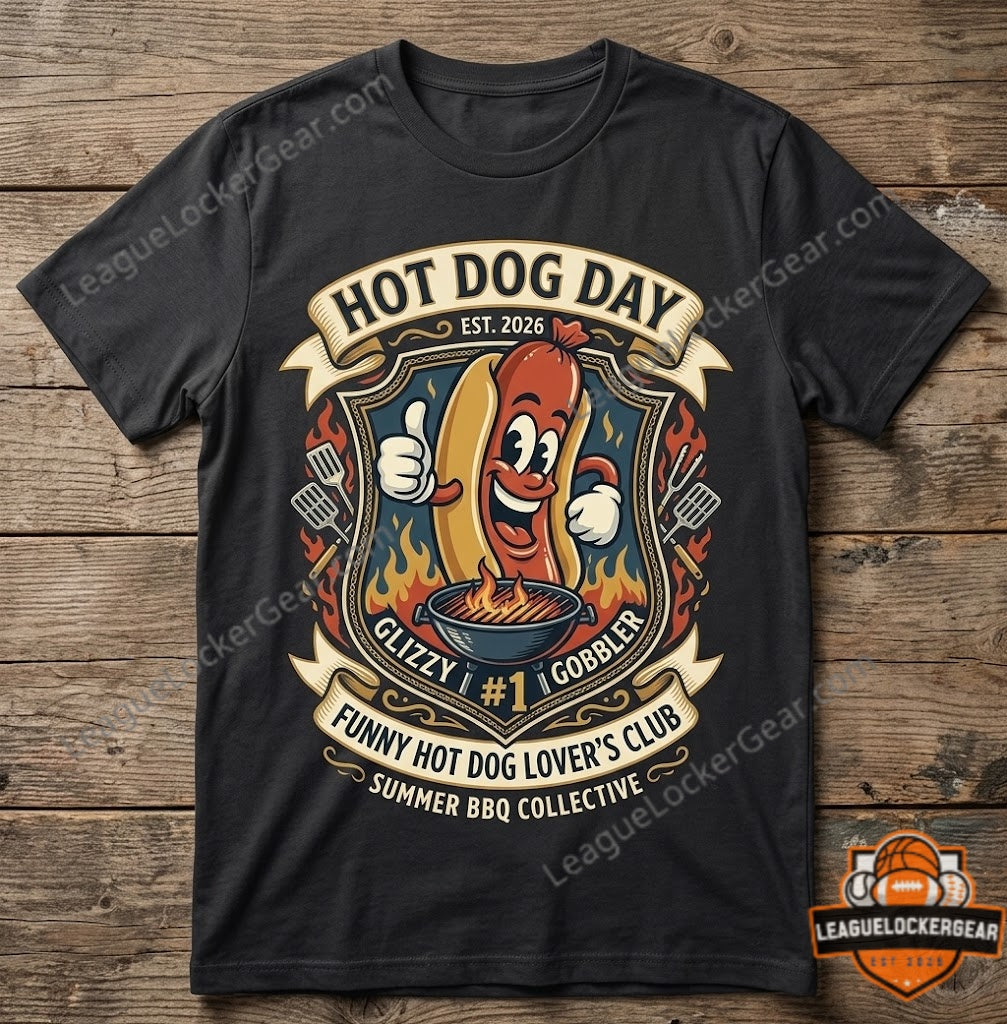 Funny Hot Dog Lover's Club Hot Dog Day 2026 Glizzy Gobbler T-Shirt - LeagueLockerGear