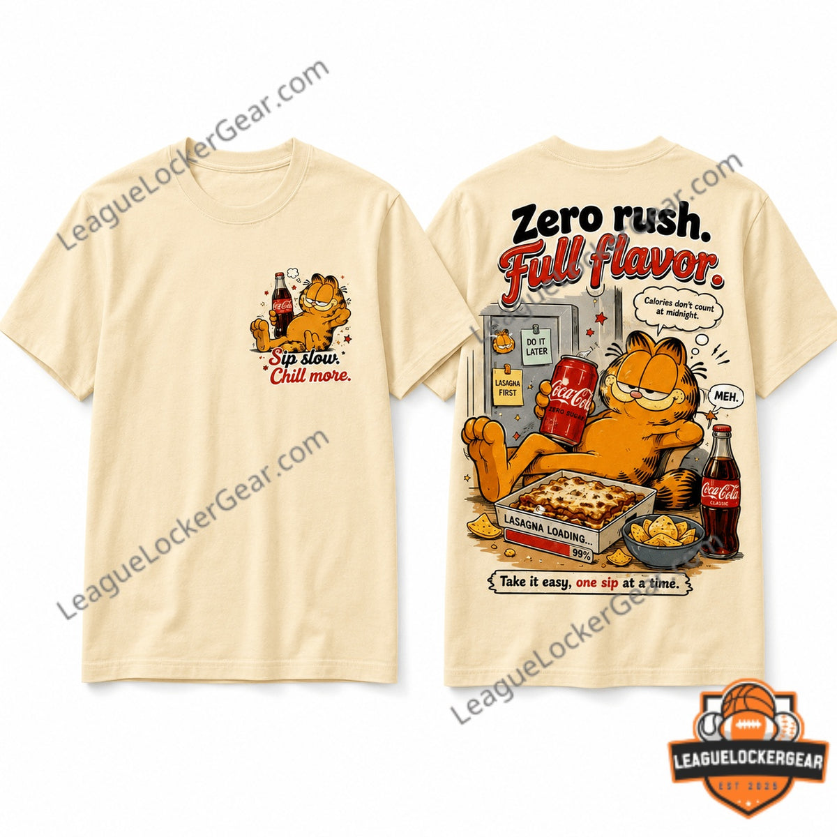 Garfield Zero Rush Full Flavor Lasagna Coca-Cola T-Shirt - LeagueLockerGear