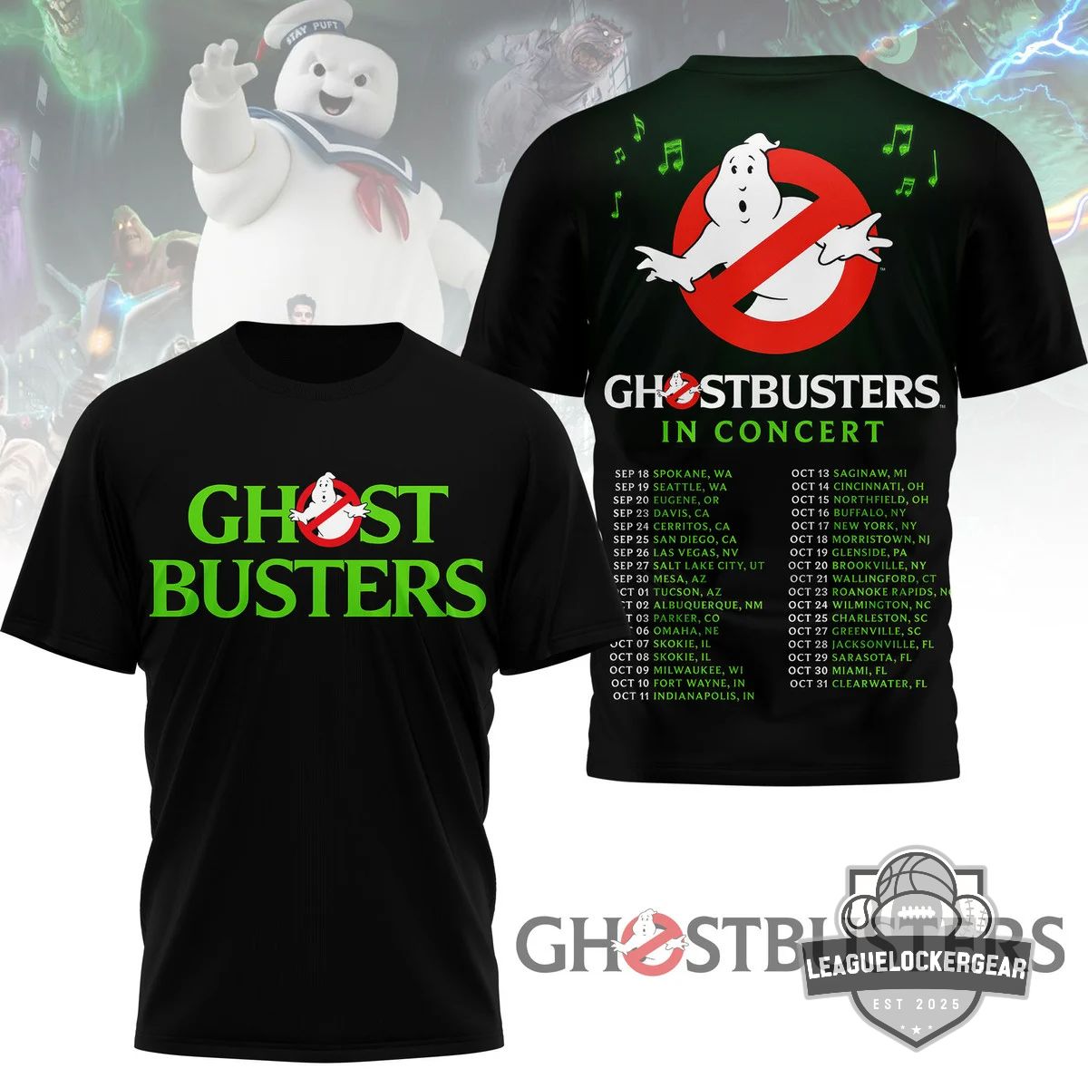 Ghostbusters In Concert Tour Dates T-Shirt - LeagueLockerGear