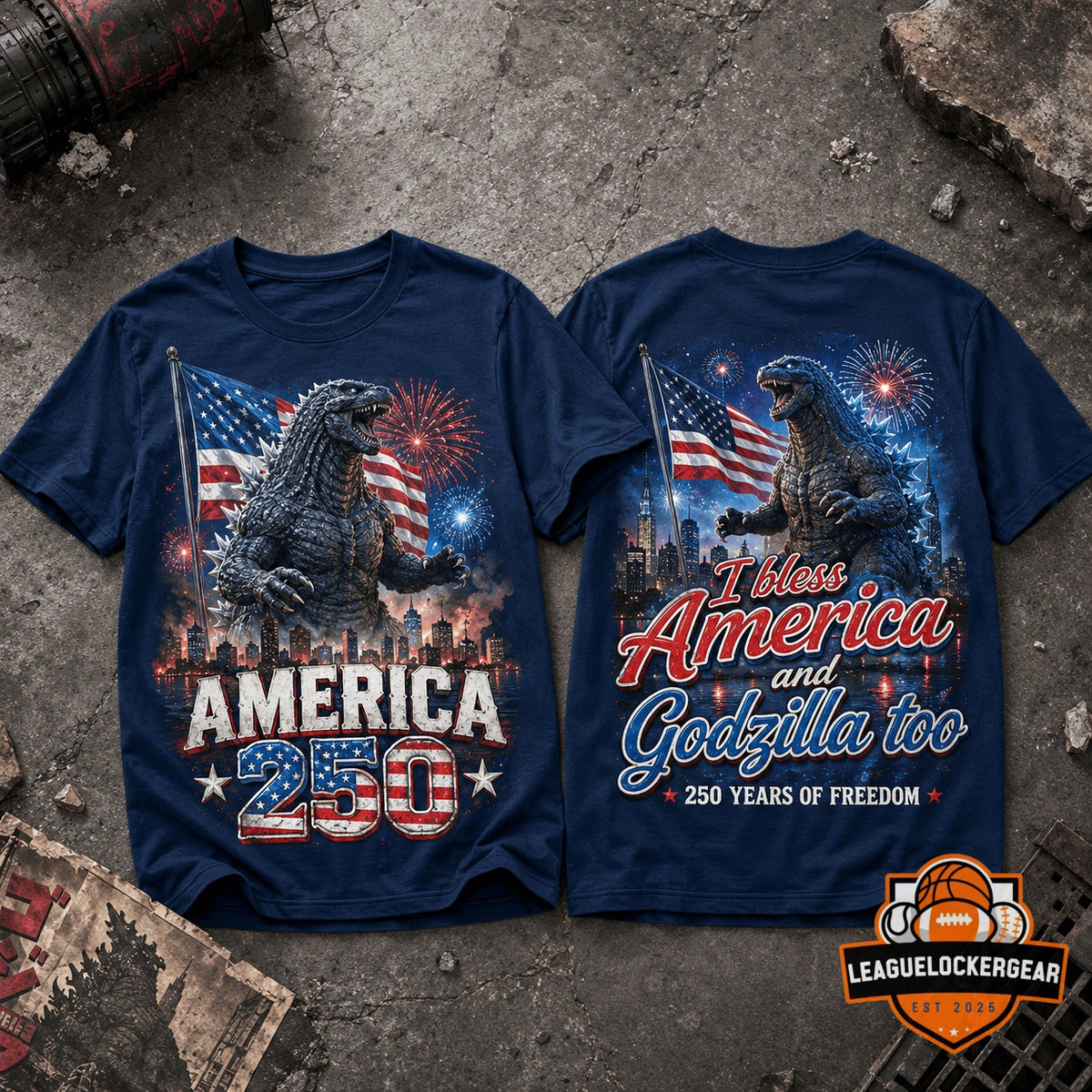 Godzilla America 250 Years of Freedom T-Shirt - LeagueLockerGear