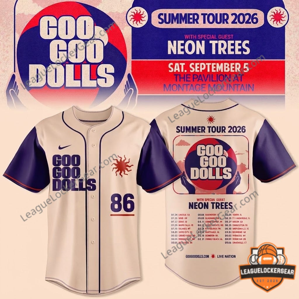 Goo Goo Dolls Summer Tour 2026 Neon Trees Baseball Jersey - LeagueLockerGear