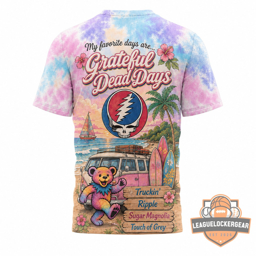 Grateful Dead Days Pastel Beach Road Trip T-Shirt - LeagueLockerGear
