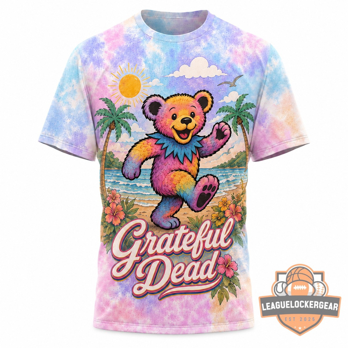 Grateful Dead Days Pastel Beach Road Trip T-Shirt - LeagueLockerGear