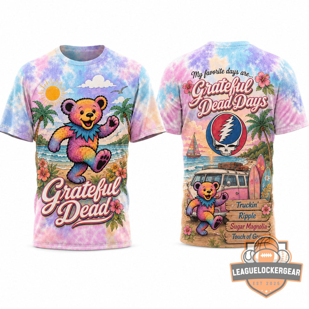 Grateful Dead Days Pastel Beach Road Trip T-Shirt - LeagueLockerGear