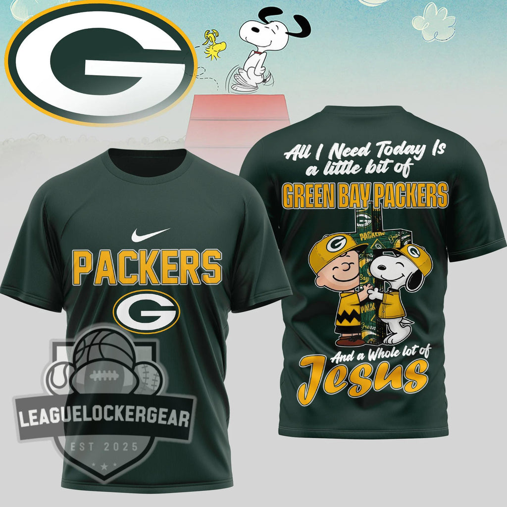 Green Bay Packers Peanuts Charlie Brown Snoopy T-Shirt - LeagueLockerGear