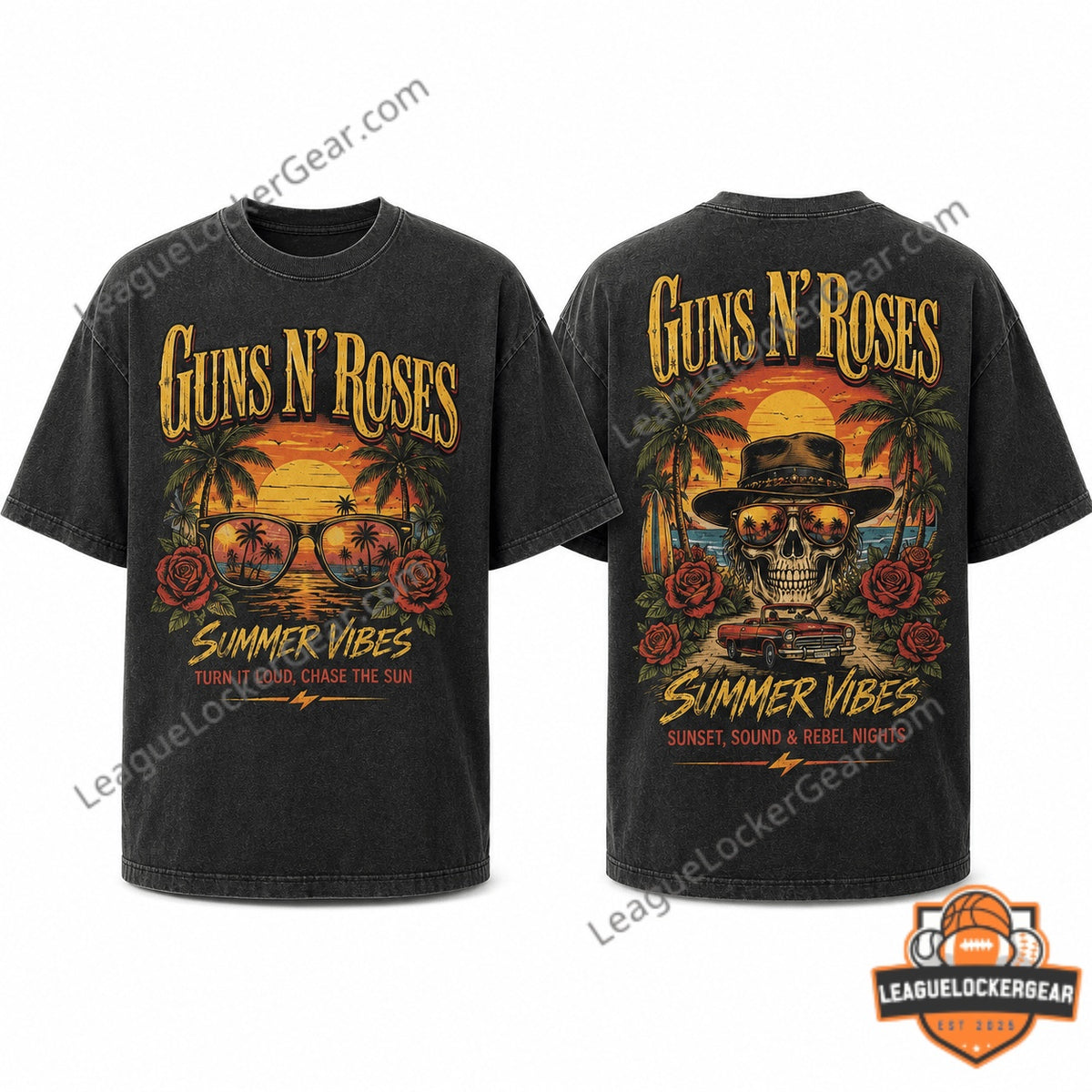 Guns N' Roses Summer Vibes Tropical Sunset T-Shirt - LeagueLockerGear