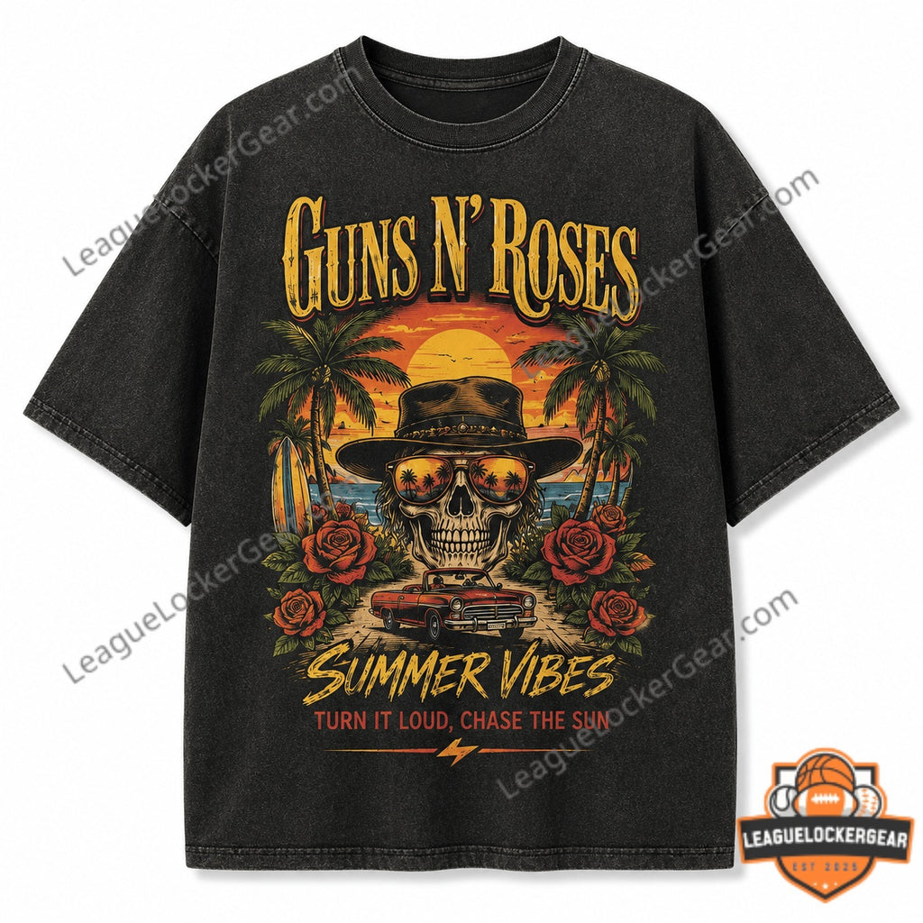 Guns N' Roses Summer Vibes Tropical Sunset T-Shirt - LeagueLockerGear