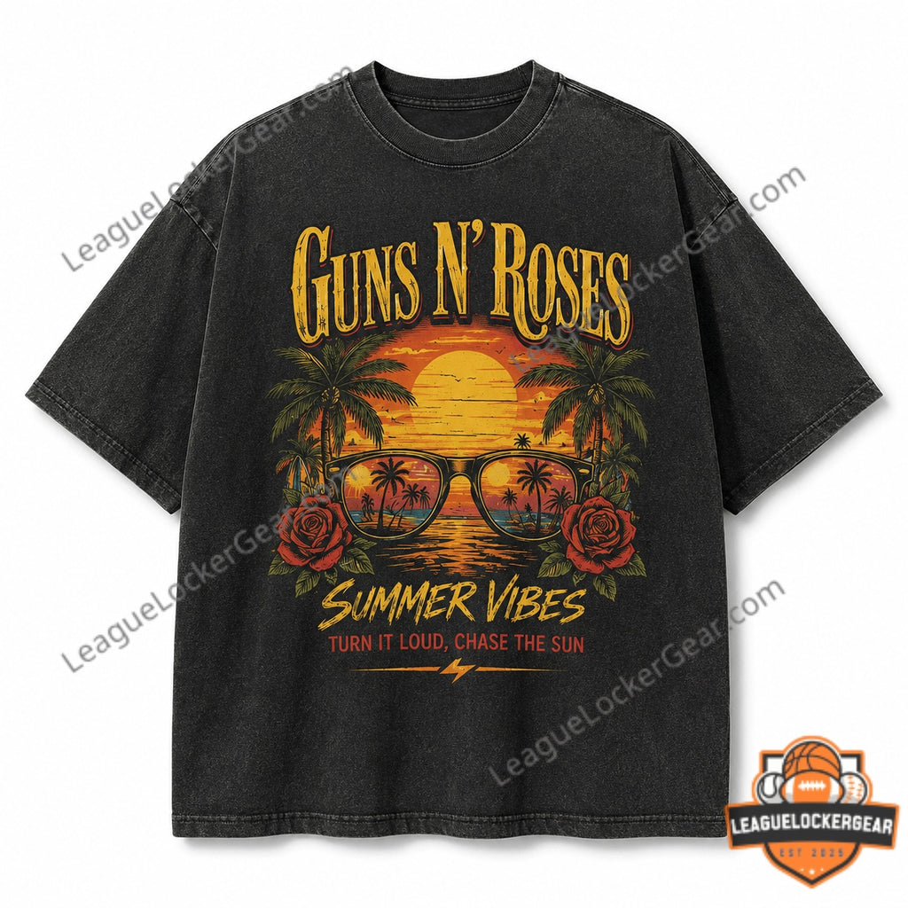 Guns N' Roses Summer Vibes Tropical Sunset T-Shirt - LeagueLockerGear