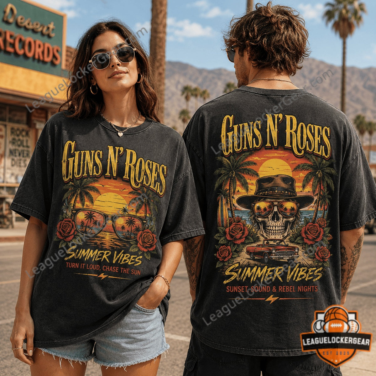 Guns N' Roses Summer Vibes Tropical Sunset T-Shirt - LeagueLockerGear