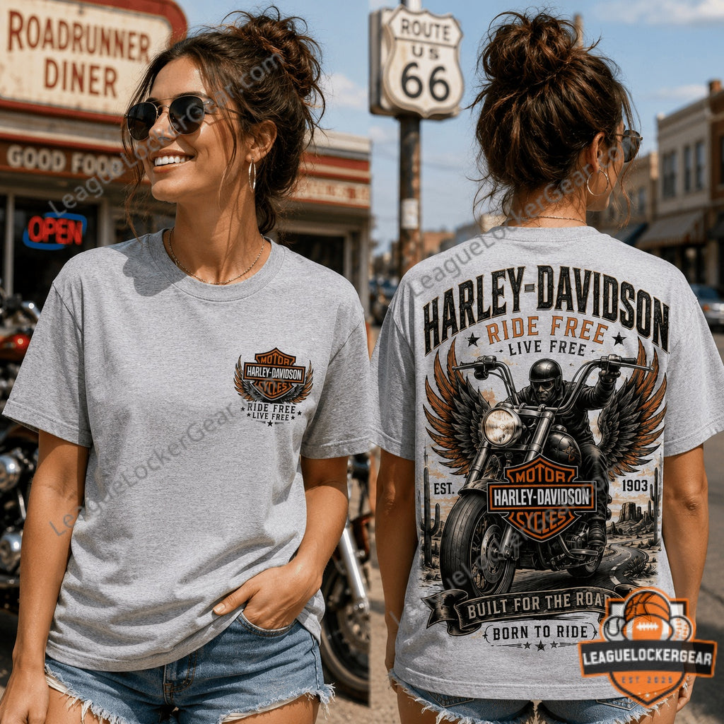 Harley-Davidson Ride Free Live Free Biker Graphic 3D T-Shirt - LeagueLockerGear