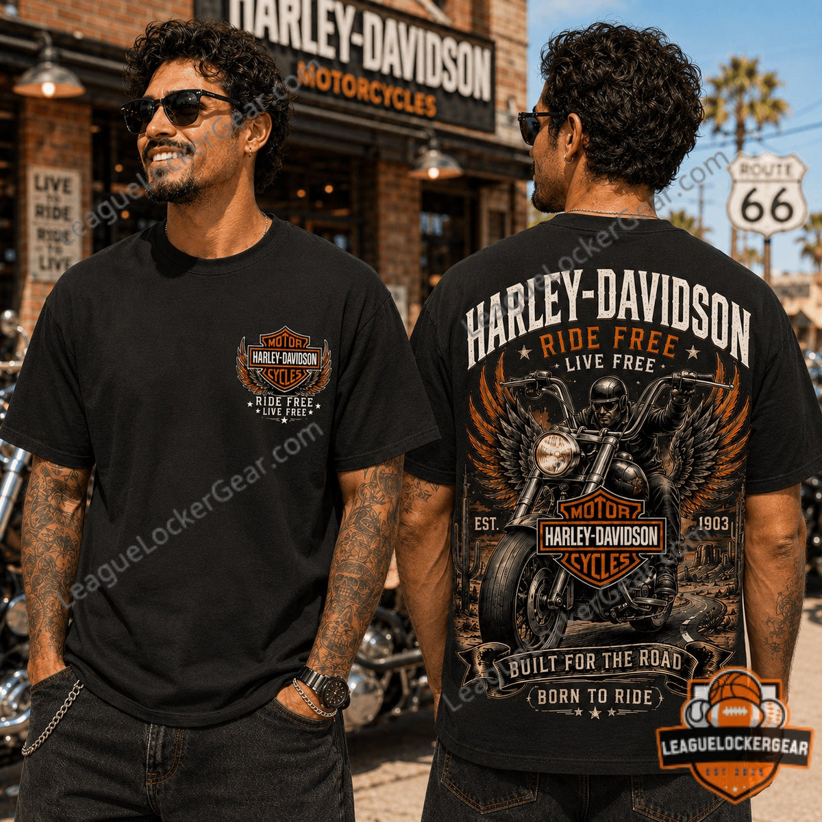 Harley-Davidson Ride Free Live Free Biker Graphic 3D T-Shirt - LeagueLockerGear