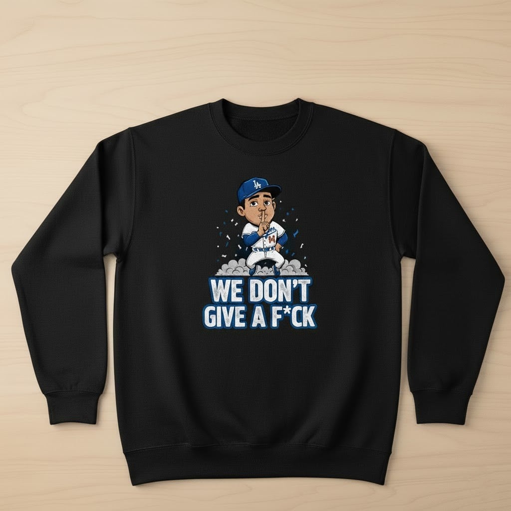 Kike Hernandez Los Angeles Dodgers ‘We Don’t Give A F*ck’ Funny Cartoon Baseball Shirt - LeagueLockerGear
