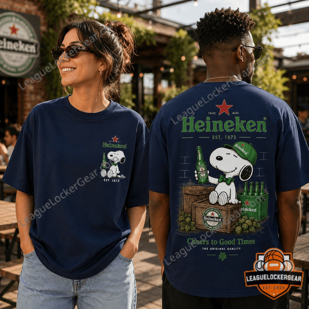 Heineken Snoopy EST. 1873 Cheers to Good Times T-Shirt - LeagueLockerGear