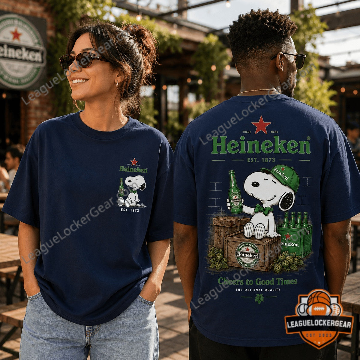 Heineken Snoopy EST. 1873 Cheers to Good Times T-Shirt - LeagueLockerGear