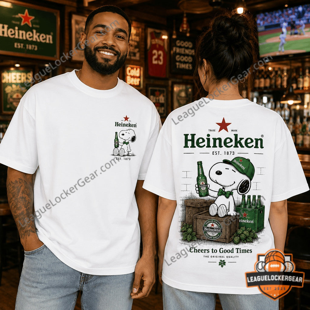 Heineken Snoopy EST. 1873 Cheers to Good Times T-Shirt - LeagueLockerGear