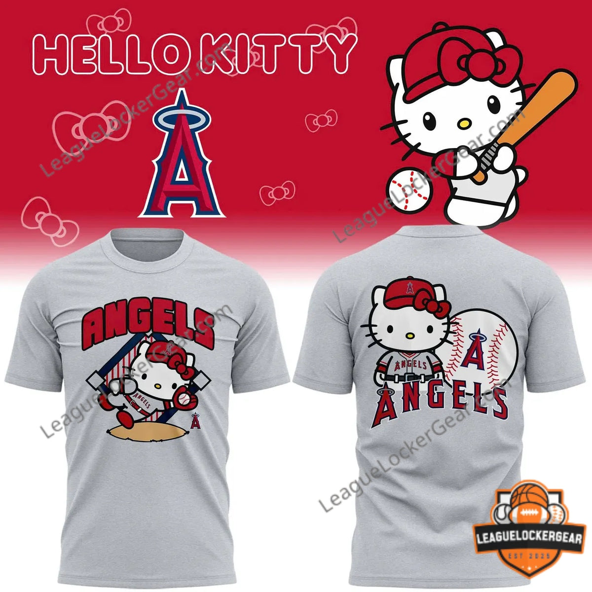 Hello Kitty Los Angeles Angels Baseball T-Shirt - LeagueLockerGear