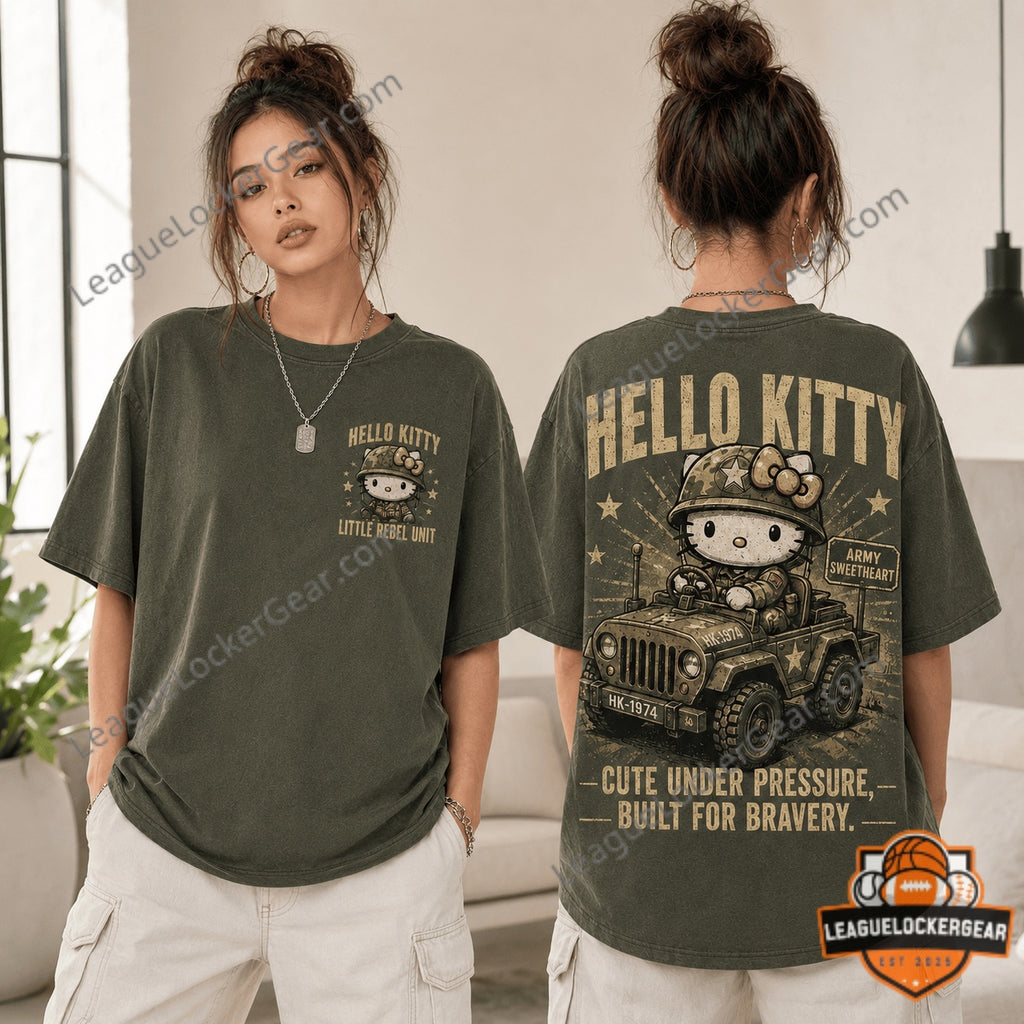 Hello Kitty Military Army Little Rebel Unit T-Shirt - LeagueLockerGear