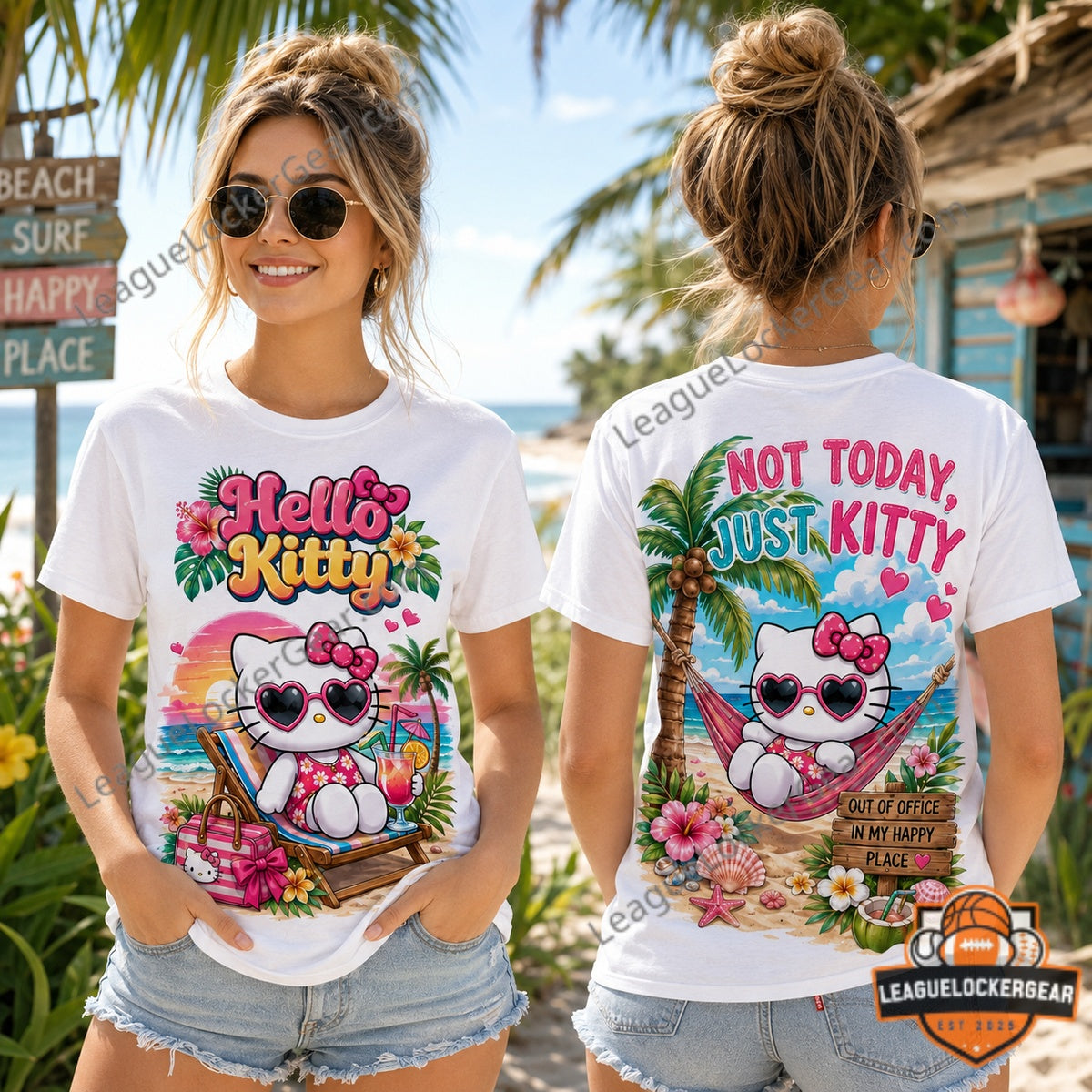 Hello Kitty Summer Vacation Beach Not Today Just Kitty T-Shirt - LeagueLockerGear