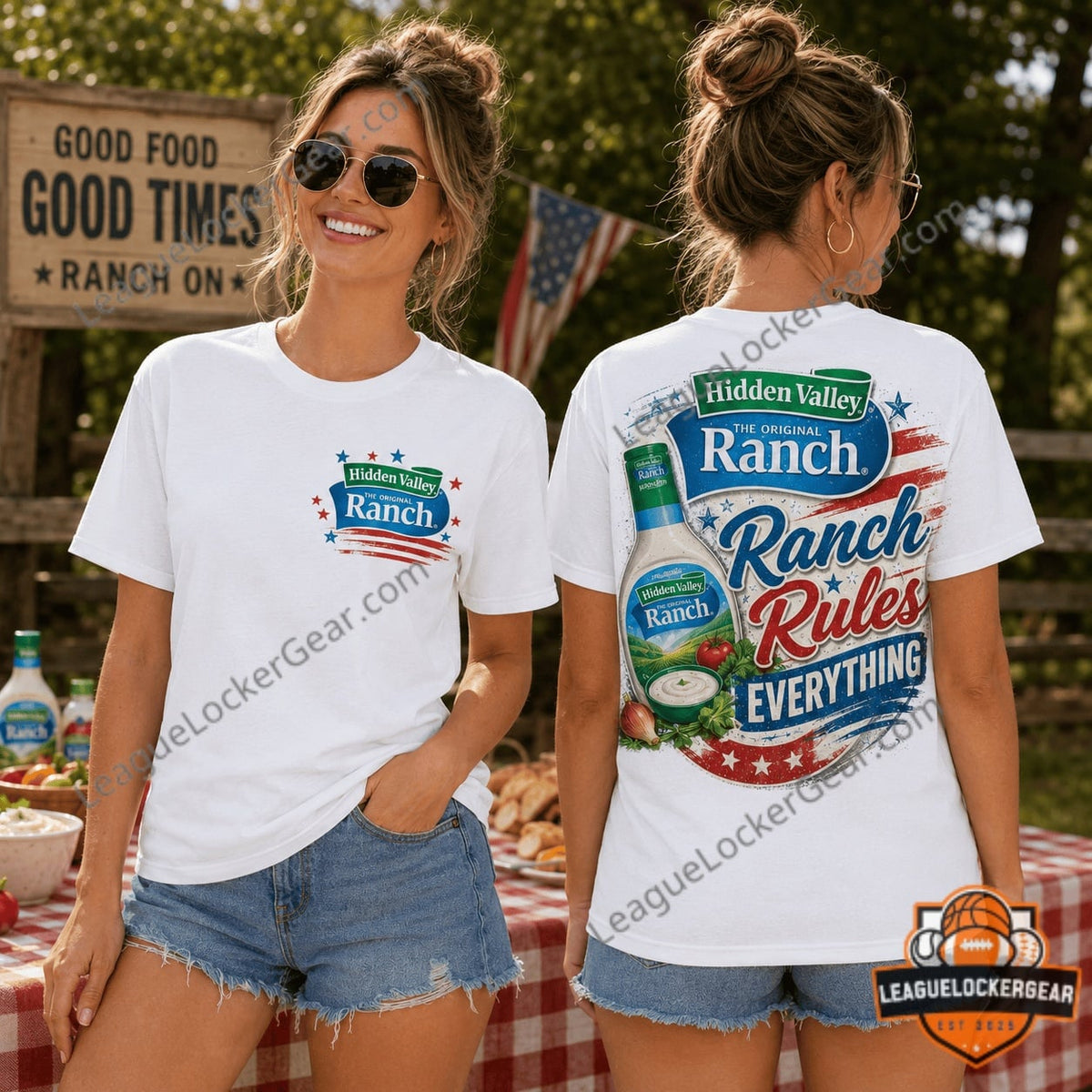 Hidden Valley Ranch The Original Ranch Rules Everything Patriotic T-Shirt - LeagueLockerGear