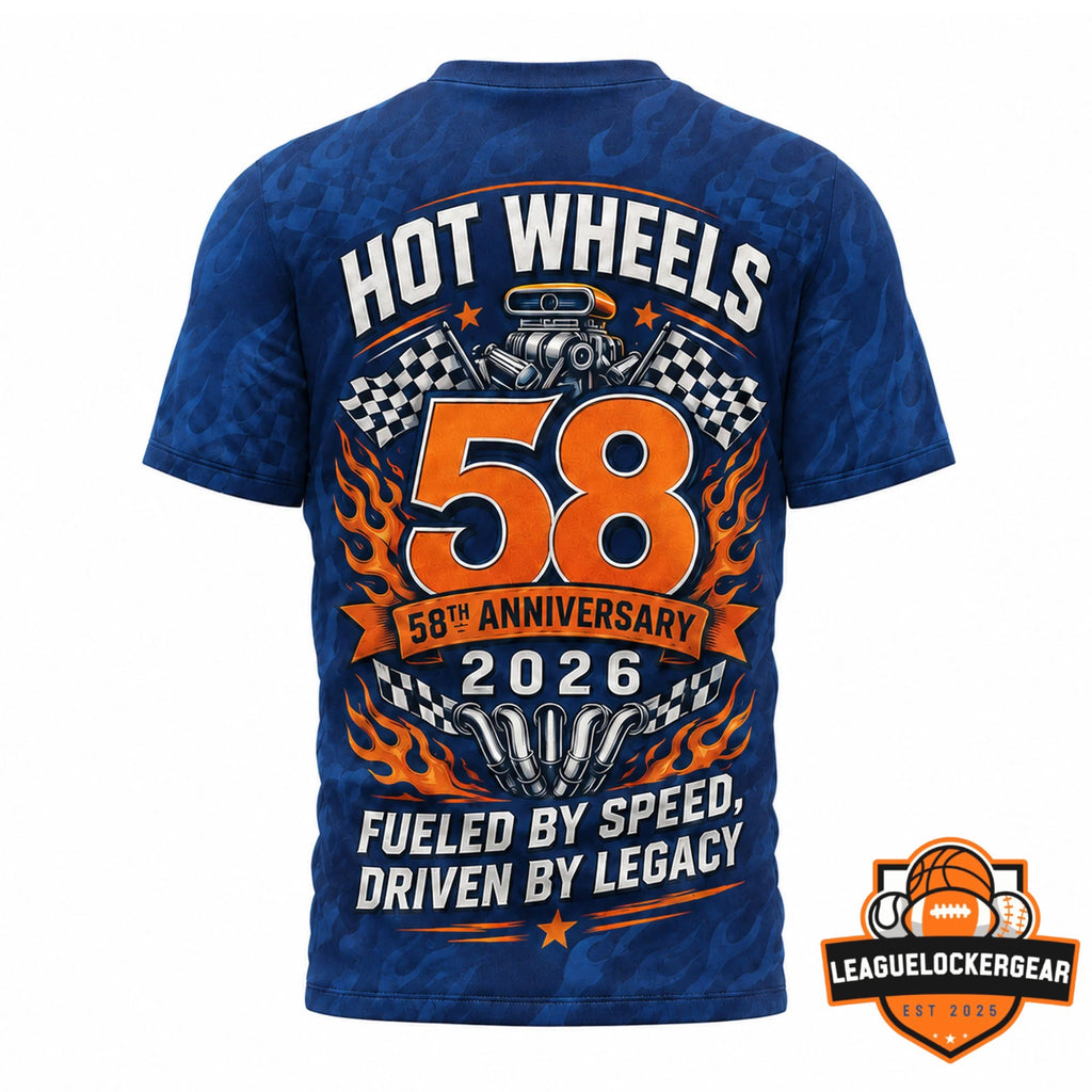 Hot Wheels 58th Anniversary 2026 Since 1968 T-Shirt - LeagueLockerGear