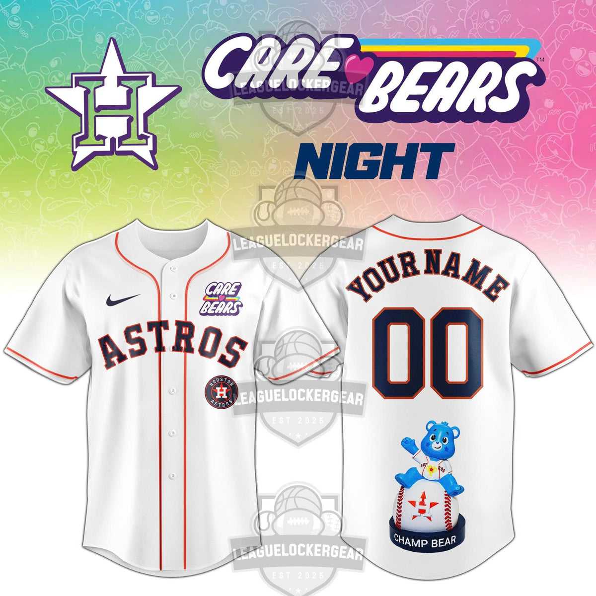 Houston Astros Care Bears Night Baseball Jersey - LeagueLockerGear