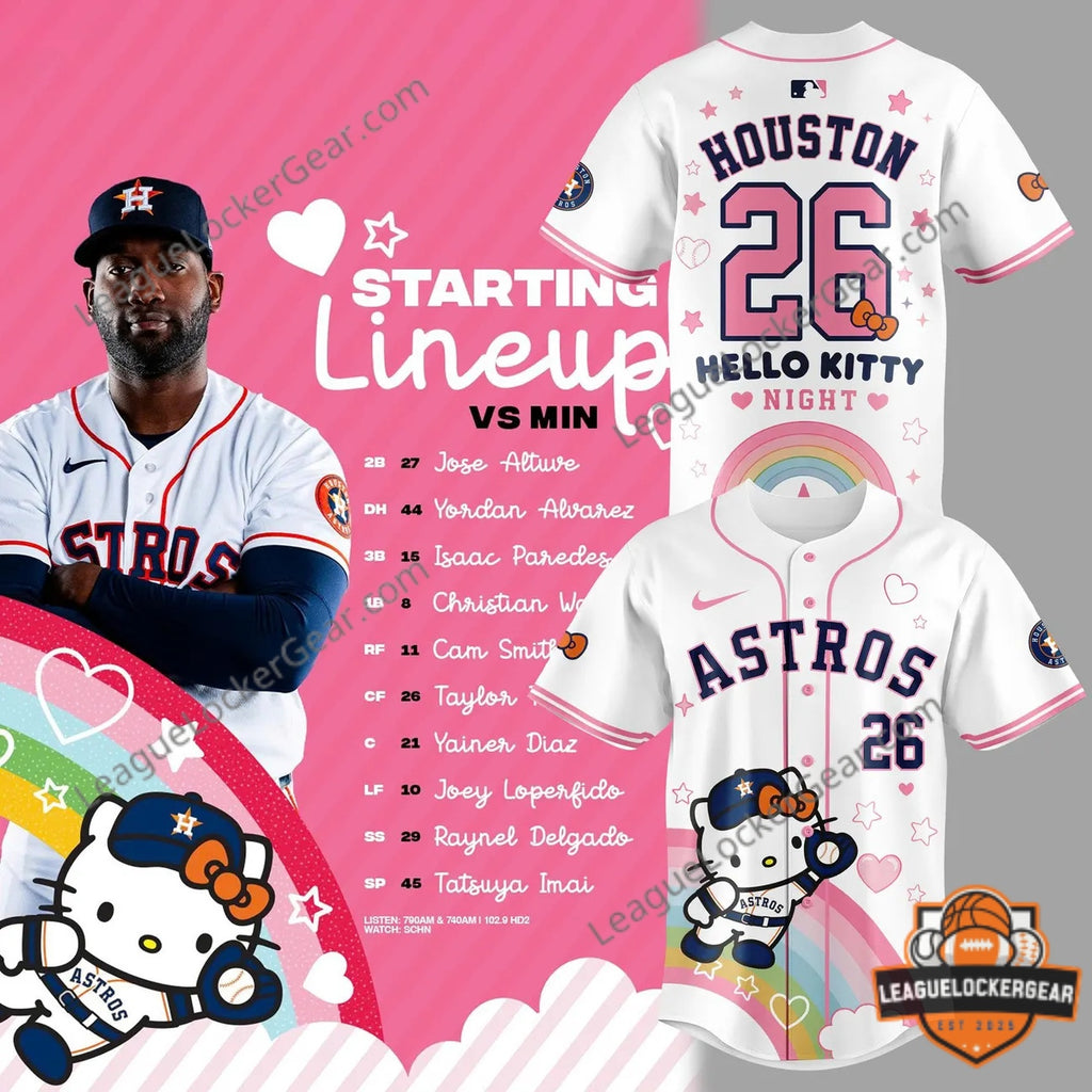 Houston Astros Hello Kitty Night Baseball Jersey - LeagueLockerGear