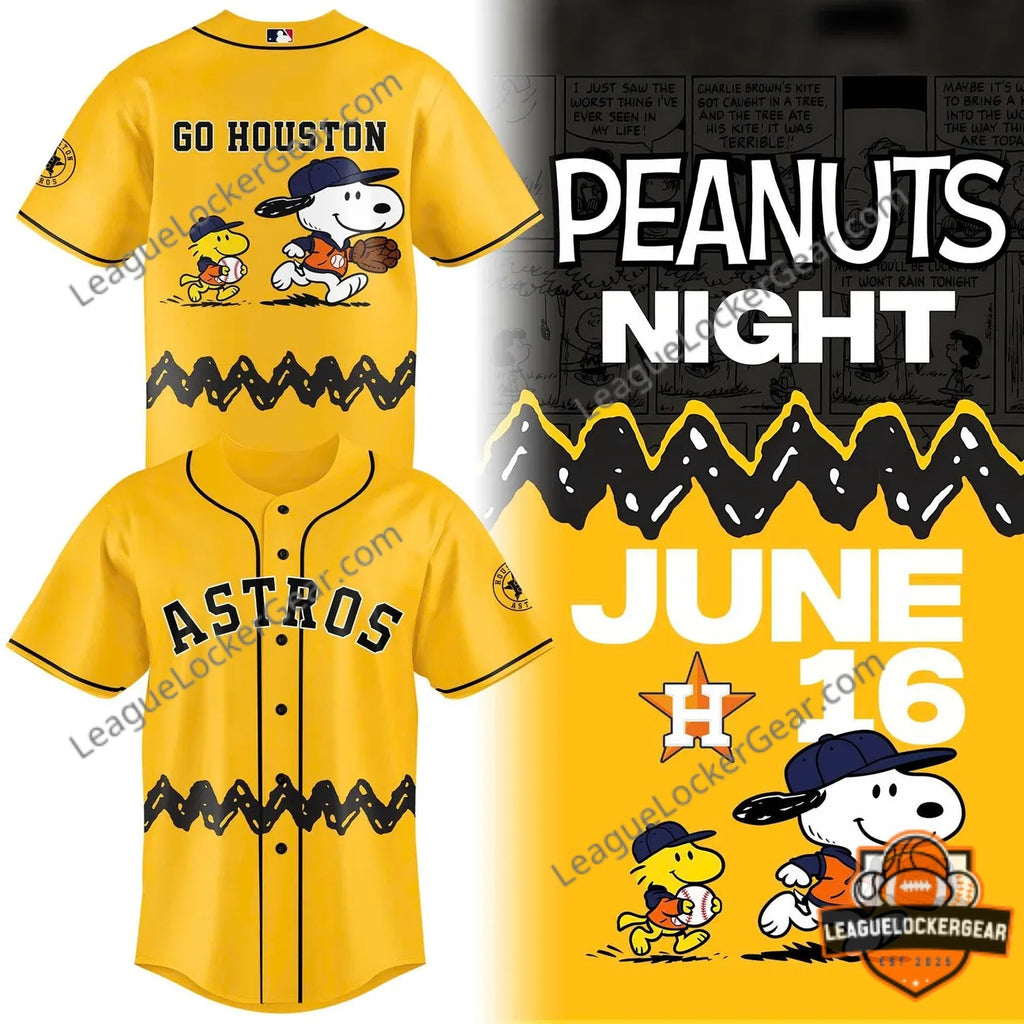 Houston Astros Peanuts Night Baseball Jersey - LeagueLockerGear