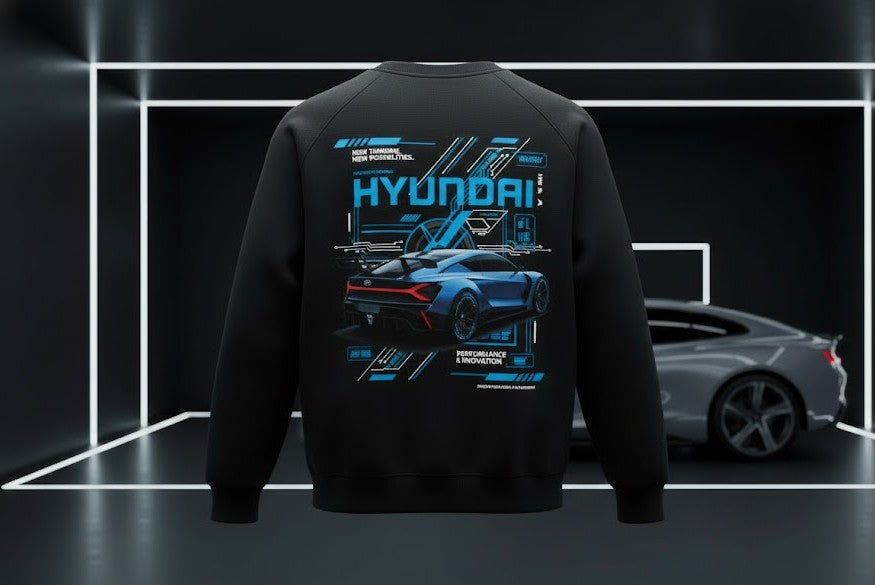 Hyundai "N-Performance" Heritage 3D Blueprint Crewneck Sweatshirt - LeagueLockerGear