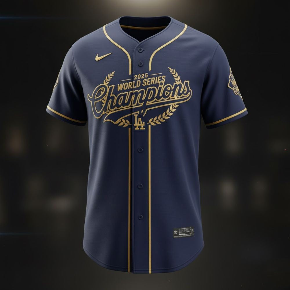 LA Dodgers 2025 World Series Champions Jersey – Limited Navy & Gold Victory Edition - LeagueLockerGear