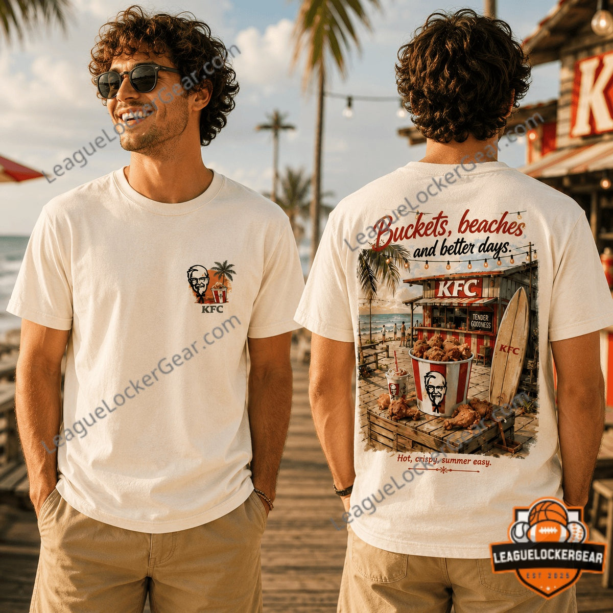 KFC Buckets Beaches and Better Days Summer Vacation T-Shirt - LeagueLockerGear