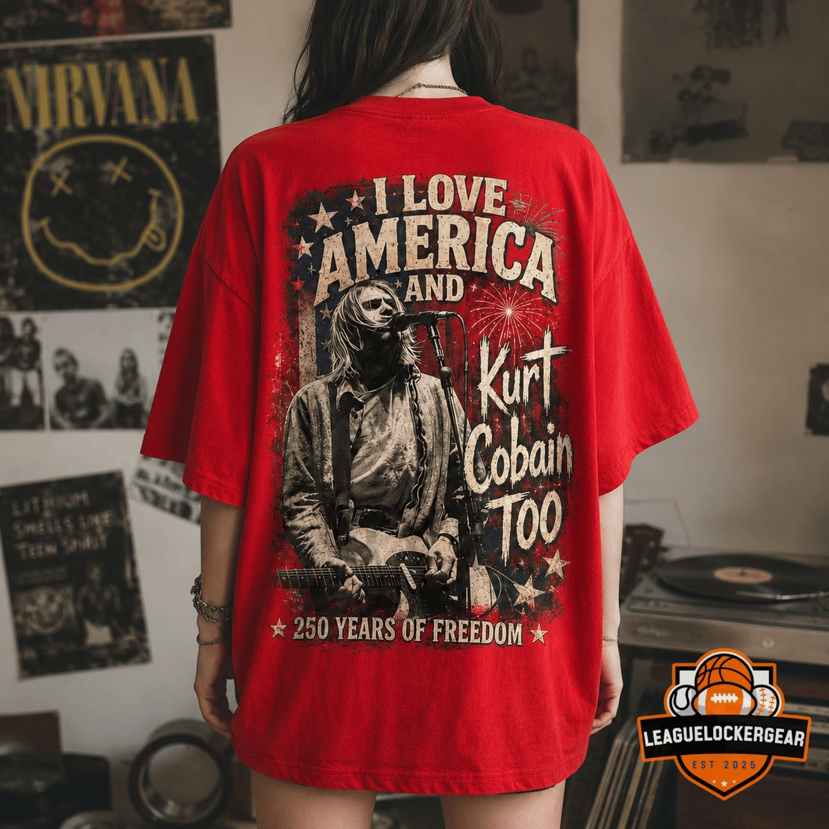 Kurt Cobain America 250 Years of Freedom T-Shirt - LeagueLockerGear
