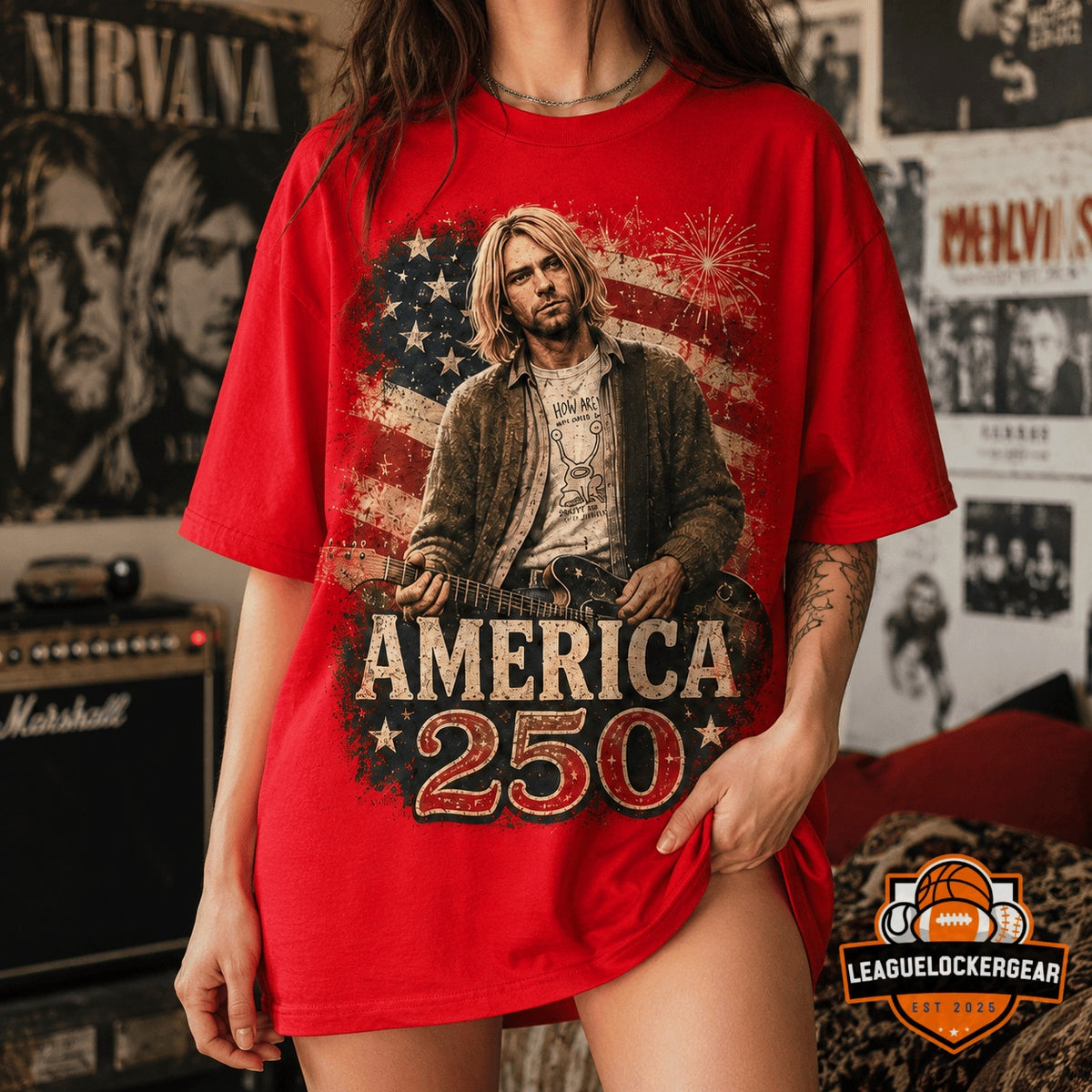 Kurt Cobain America 250 Years of Freedom T-Shirt - LeagueLockerGear
